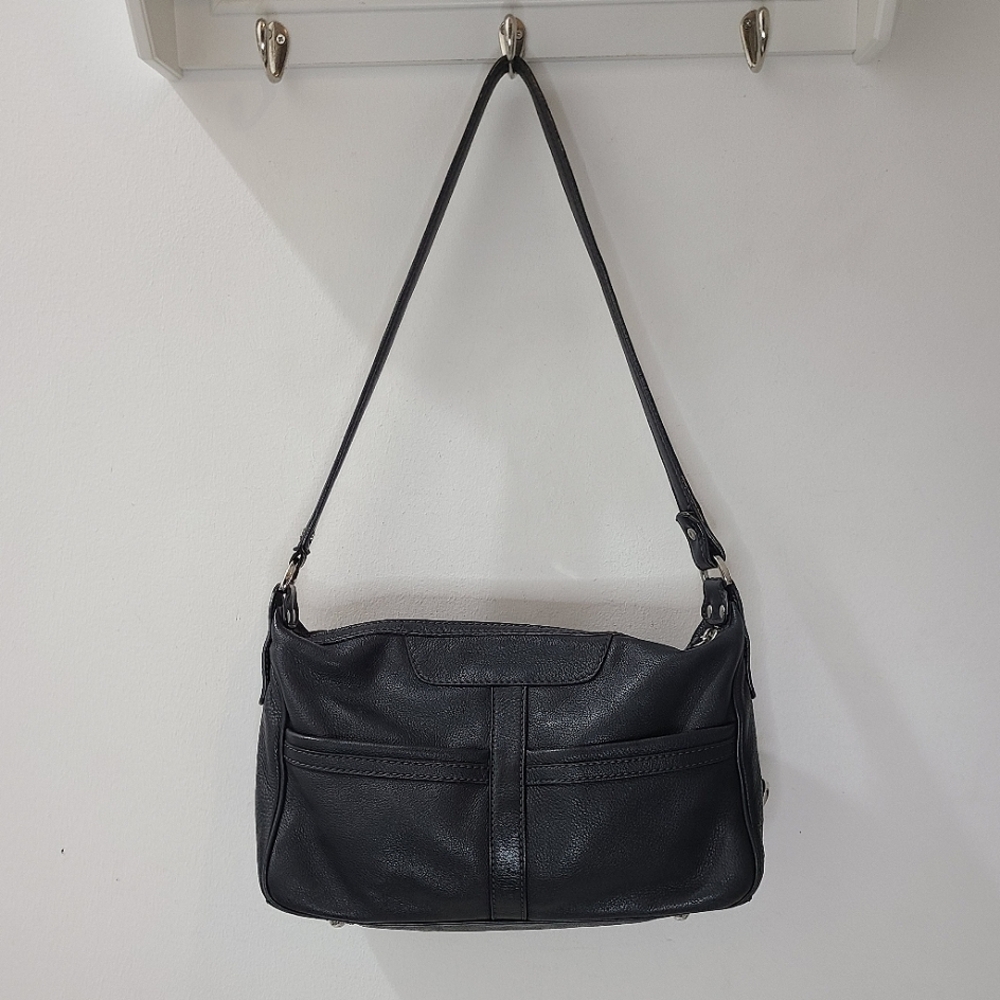 TOD'S Black Miky Genuine Leather Shoulder Bag Handcrafted in Italy - Picture 4 of 16